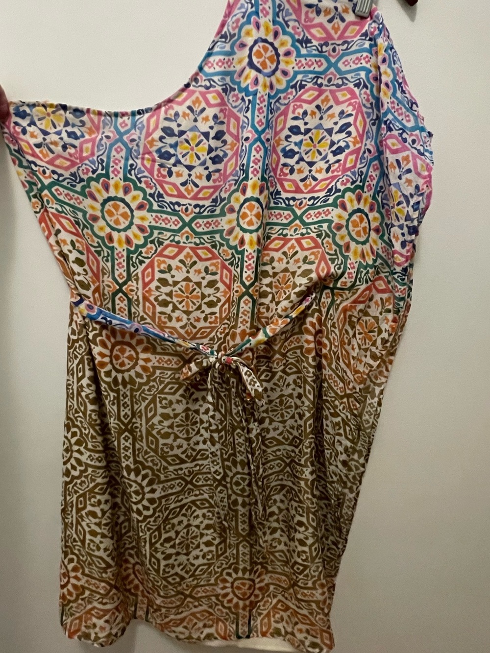 charlie jade One-Shoulder Tile Print Dress in Pink, Blue, Green, Orange, Brown